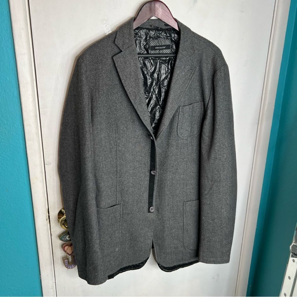 Report collection wool poliéster blend soot gray quilted lined jacket